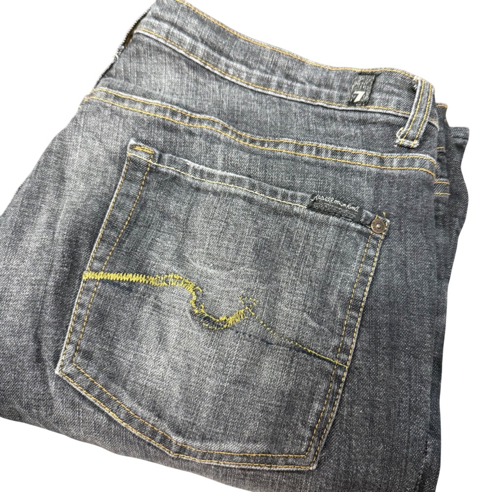 7 For All Mankind Bootcut Jeans Mens 36 Faded Black Squiggle Pocket USA Made